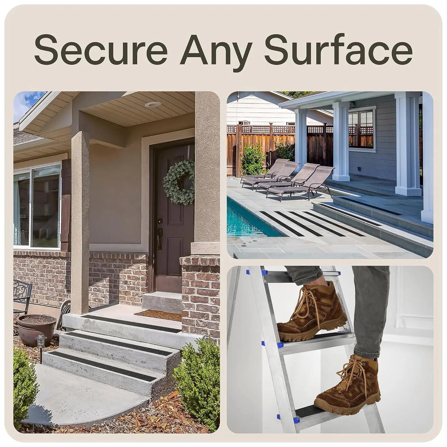 MGN - Value Pack - Heavy Duty Anti Slip Grip Tape - 4" x 60 FT Non-Slip Tape, Indoor & Outdoor Waterproof Stair Treads Non-Slip, Non-Skid Tape for Stair Steps Ramp - Anti Slip Traction Tape Strips
