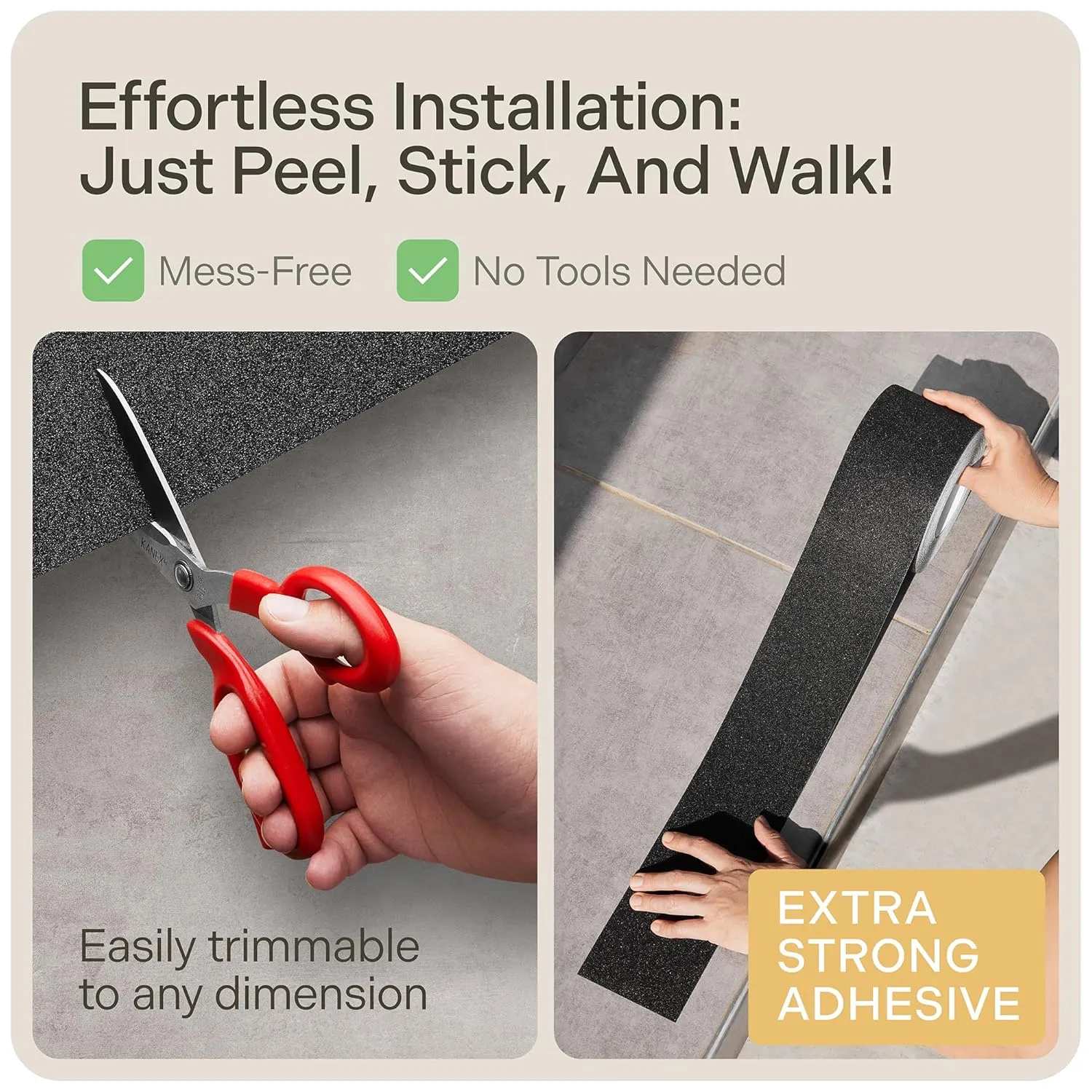 MGN - Value Pack - Heavy Duty Anti Slip Grip Tape - 4" x 60 FT Non-Slip Tape, Indoor & Outdoor Waterproof Stair Treads Non-Slip, Non-Skid Tape for Stair Steps Ramp - Anti Slip Traction Tape Strips