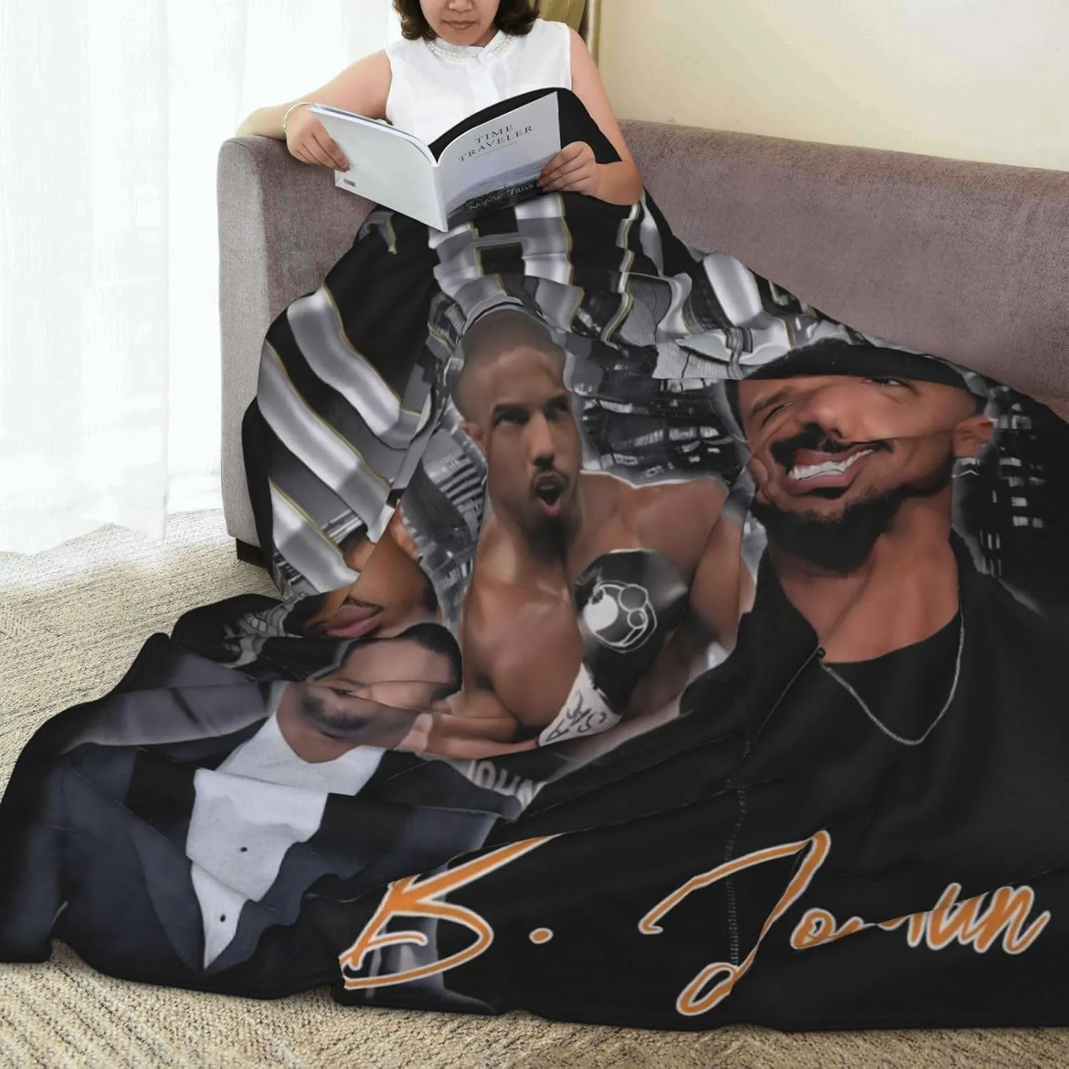 Michael B. Jordan Blanket Flannel Fleece Printed Throw Blankets Ultra Soft Micro Warm Blanket for All Season Bedding Chair Sofa Couch Bed 50"x40"