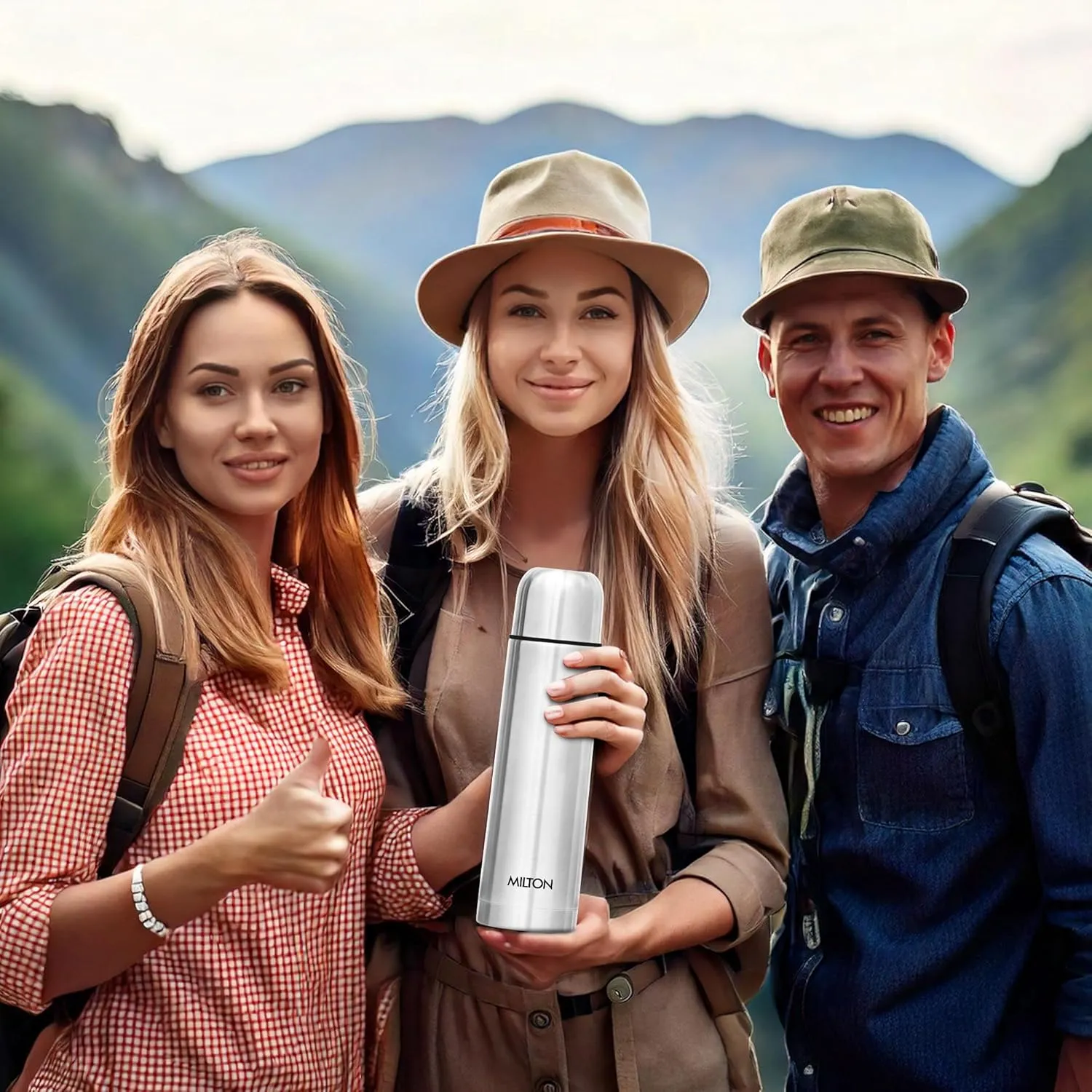 Milton Thermosteel Flip Lid 500, Double Walled Vacuum Insulated Thermos 500 ml | 16 oz | 24 Hours Hot and Cold Water Bottle with Cover, Stainless Steel, BPA Free, Leak Proof | Silver