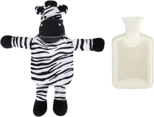 Mini Hot Water Bottle Warmer with Cute Zebra Stuffed Animal Cover, Waist Neck Shoulder Hot and Cold Water Bag Winter Relaxing Portable Reusable Pain Relief Bottle