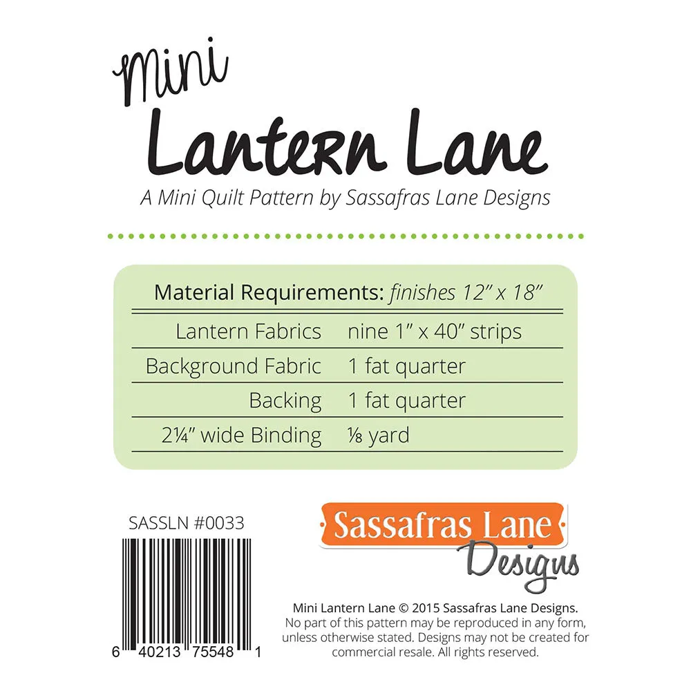 Mini Lantern Lane Mini Quilt Pattern