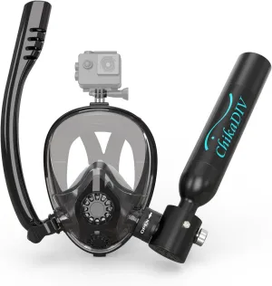 Mini Scuba Tank with Sub-Mask, 0.5L Diving Tank with Full-face Mask Underwater Breath System up to 10 Minutes