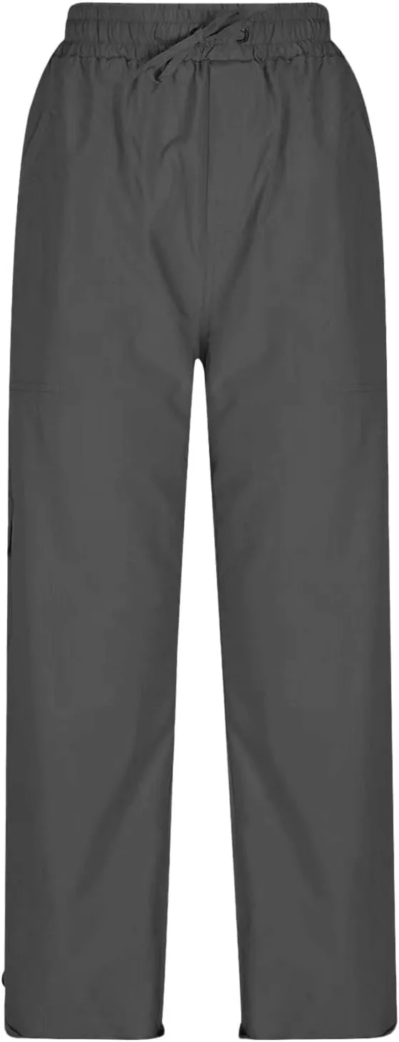 Miyaomn Women's Casual Solid Loose Cargo Pants Lightweight Drawstring Waisted Roll-Up Joggers Slacks Pockets Lounge Trousers