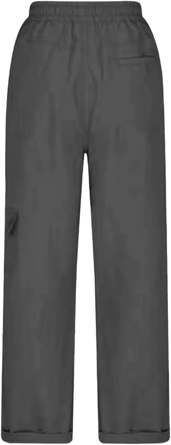 Miyaomn Women's Casual Solid Loose Cargo Pants Lightweight Drawstring Waisted Roll-Up Joggers Slacks Pockets Lounge Trousers