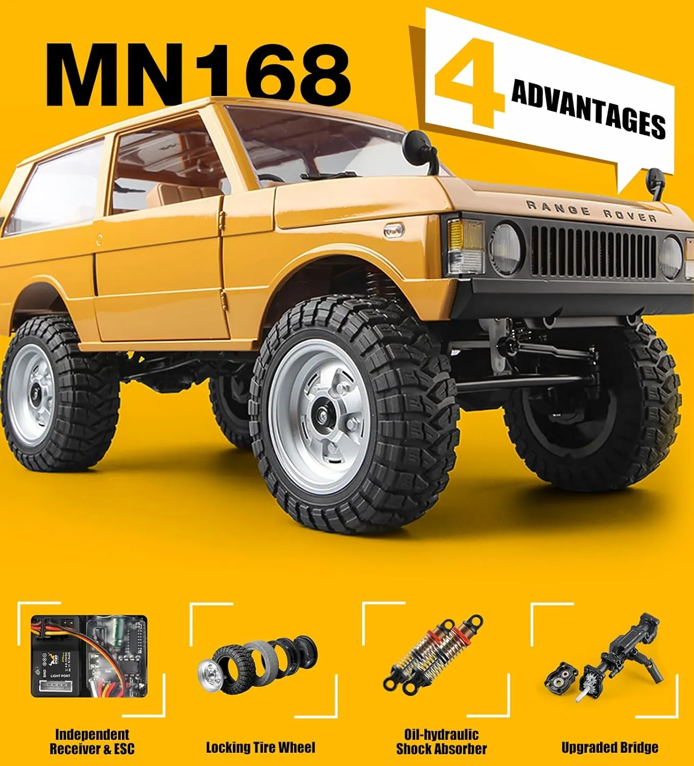 MN-168 1/12 RC Crawler, Ranger Rover 1970 RC Truck 4x4 Off Road Car 2.4GHz RC Rock Climber Vehicles with 7.4V 1200mAh Battery RTR for Adults Hobby Toys (Blue)