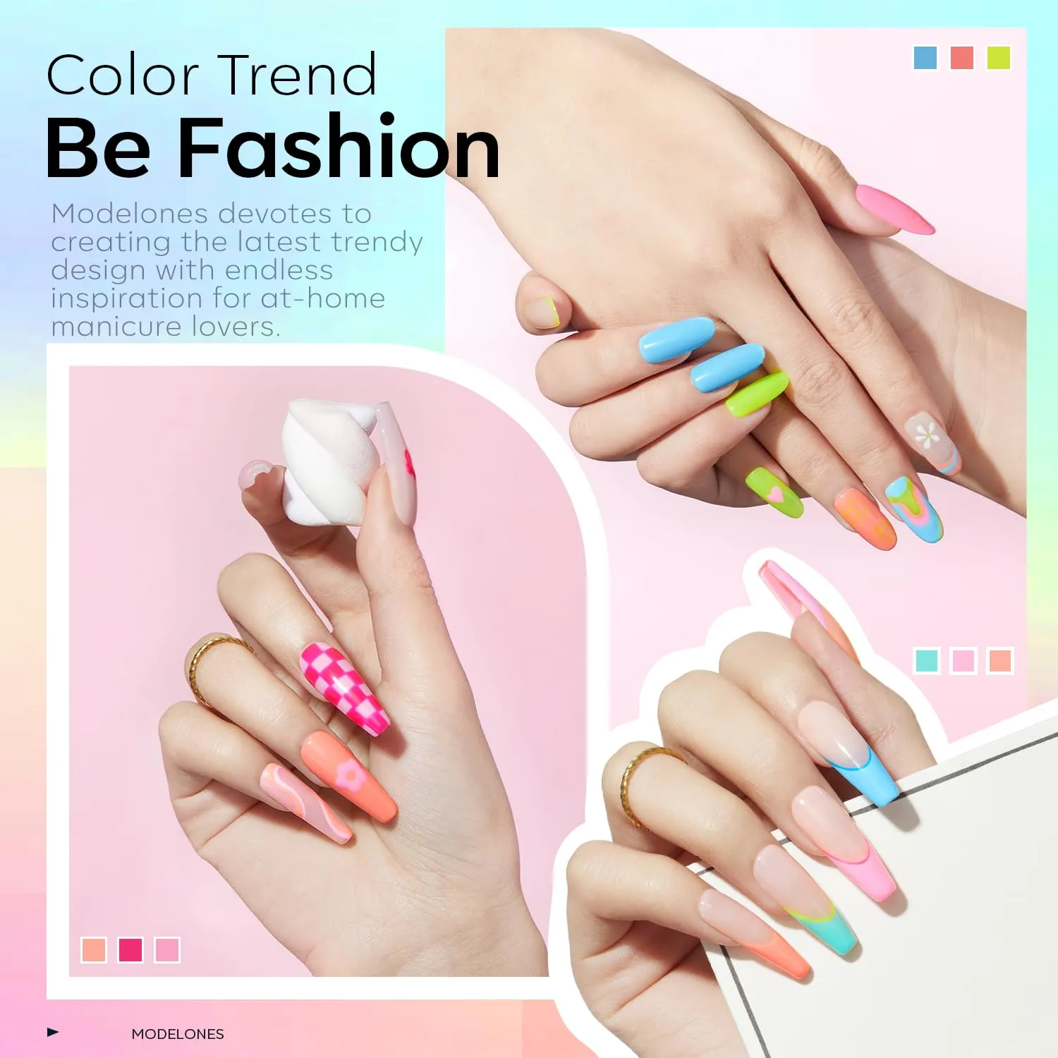 modelones 24Pcs Gel Nail Polish Set, 20 Colors Summer Neon Gel Polish Set Rainbow Colors with Glitter & Glossy & Matte Top   Base Coat Soak Off LED Nail Art Kit Salon at Home