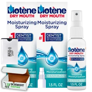 Moisturizing Dry Mouth Spray, Biotene Moisturizing Spray for Dry Mouth and Bad Breath, Gentle Mint - 1.5 fl oz (Pack of 2)