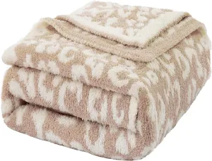 Mokoya Super Soft Blanket Cheetah Print 50"x70", Lightweight Fluffy Throw for Couch, Bed, Fuzzy Plush Knit Blanket, Modern Aesthetic Cozy Home Accents, Gifts for Women, Mom, Girls, CreamBeige