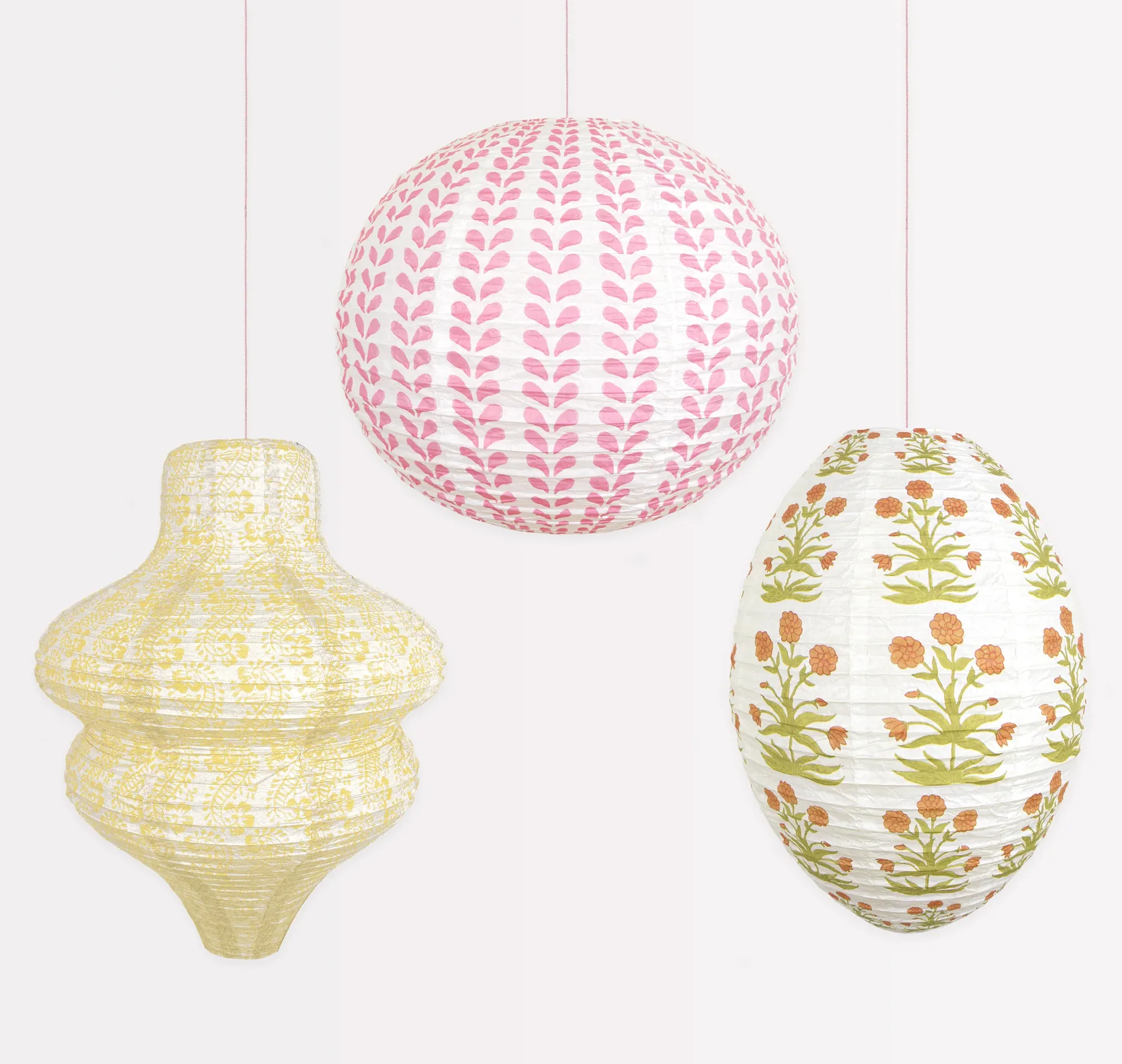 Molly Mahon Hanging Lanterns - Pink & Yellow