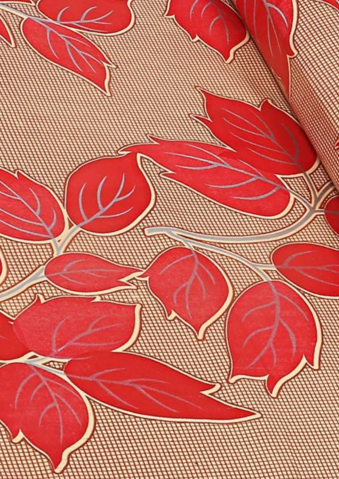 Mopak Decor ShelfLiner used for Wardrobe kitchen cabinet Drawer Slab Roll (Brown Red Leaf)