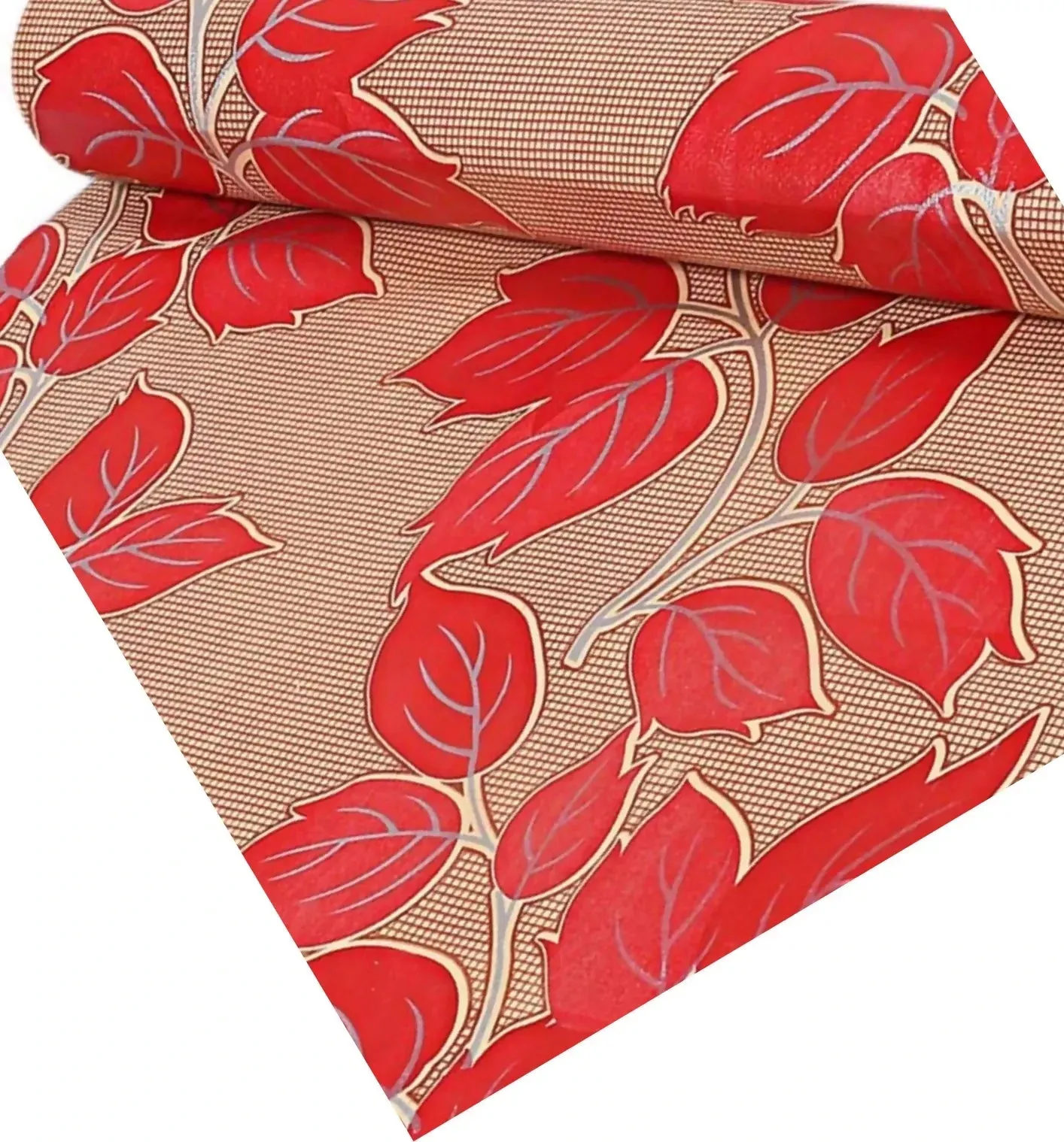 Mopak Decor ShelfLiner used for Wardrobe kitchen cabinet Drawer Slab Roll (Brown Red Leaf)