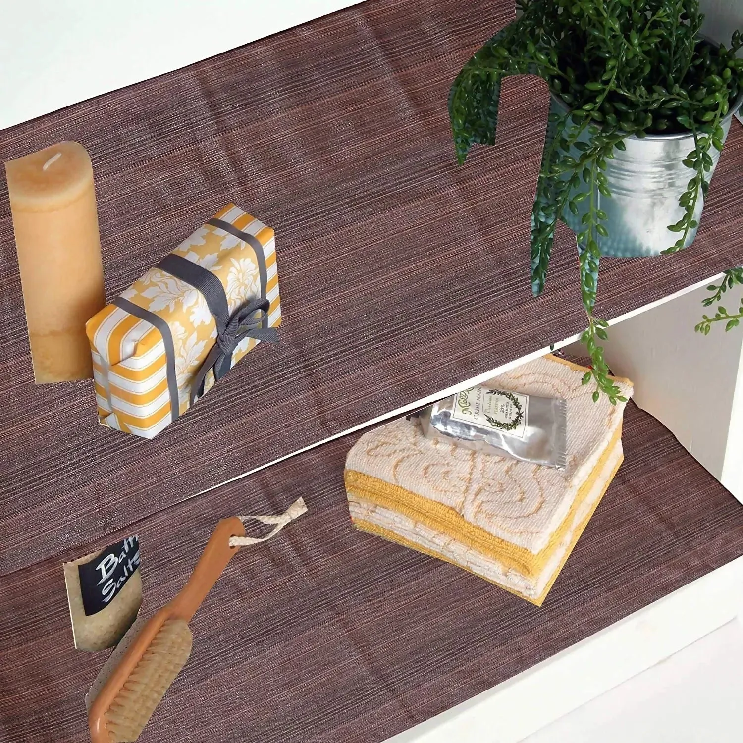 Mopak Decor ShelfLiner used for Wardrobe kitchen cabinet Drawer Slab Roll (Dark Brown Line)