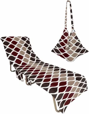 Morocco Beach Pool Patio Lounge Chaise Chair Cover Towel With Pockets,Absorbent & Quick Dry Microfiber Towel Cover Bag Summer Travel Accessories for Sunbathing Abstract Brown Wine Red Stripes
