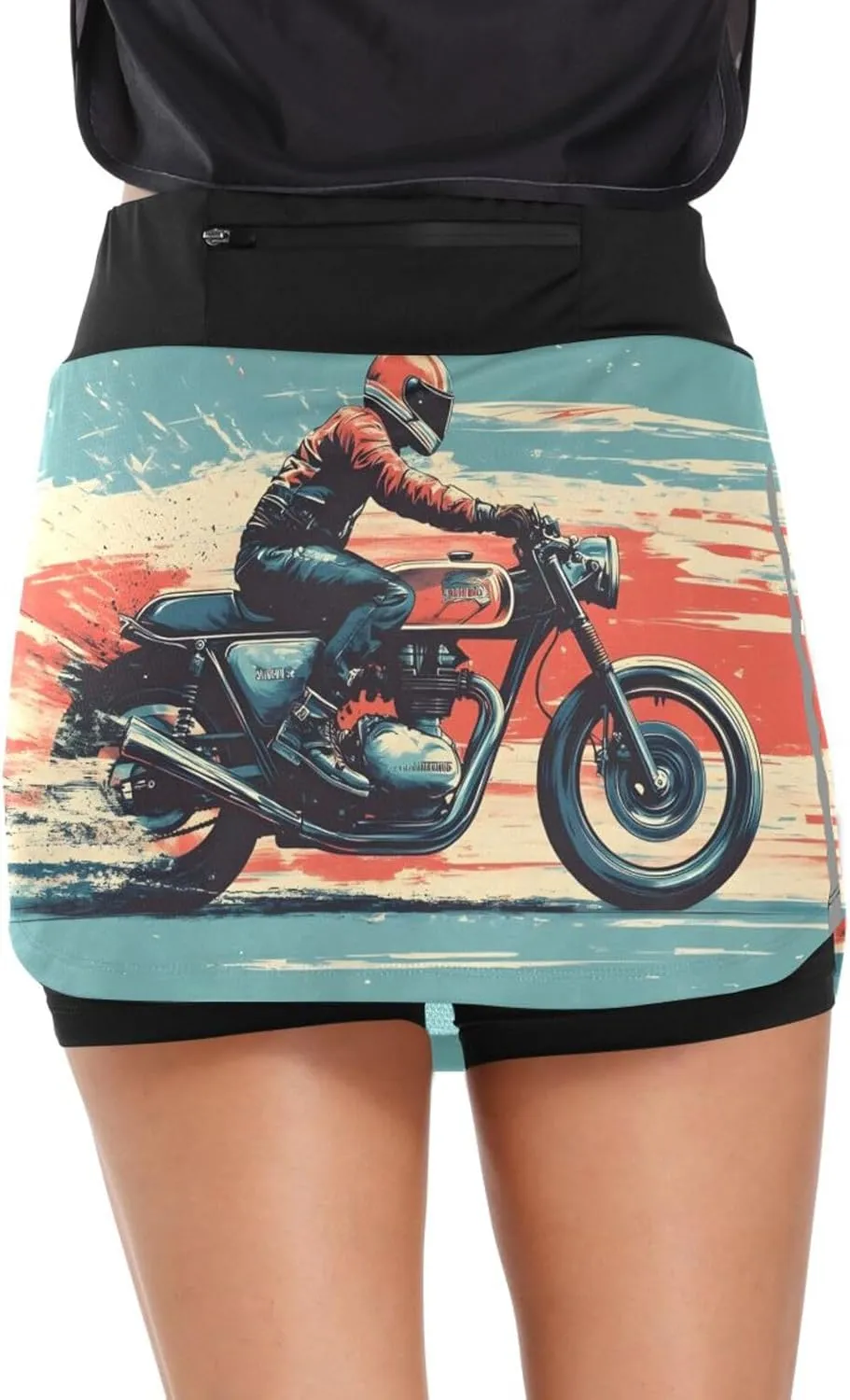 Moto Rider Retro Women Tennis Skirt Golf Athletic High Waisted with Pocket Running Workout Skirts