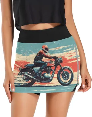 Moto Rider Retro Women Tennis Skirt Golf Athletic High Waisted with Pocket Running Workout Skirts