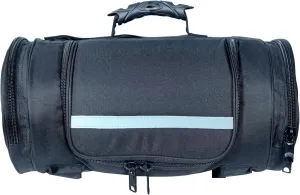 Motorcycle Sissy Bar or Tail Reflective Strip Roll Bag with Multiple Pockets- Black