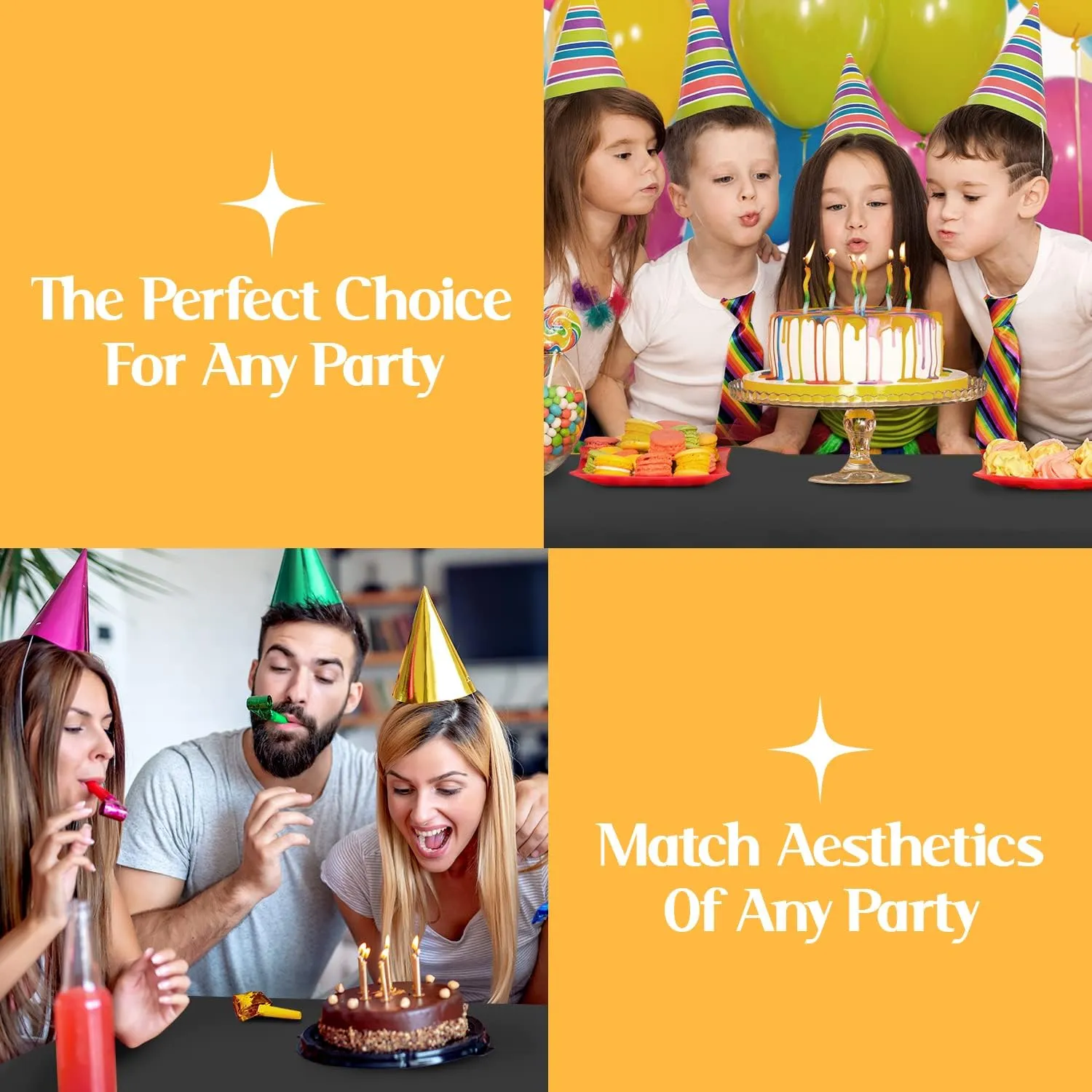 Mountclear Disposable Plastic Tablecloths for Parties [Pack of 12] 54x108” Rectangle Table Cover for Indoor & Outdoor Tables- Waterproof Tablecloth for Birthdays, Weddings, Parties [Black]