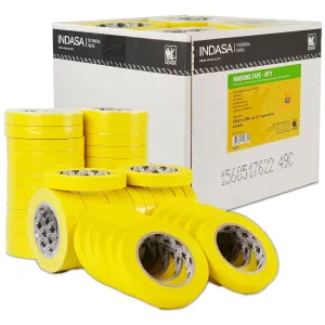 MTE Yellow 3/4" x 50m Masking Tape, 48 CASE – High-Temp Resistant, No Residue, Clean Removal – Ideal for Automotive, Painting & Industrial