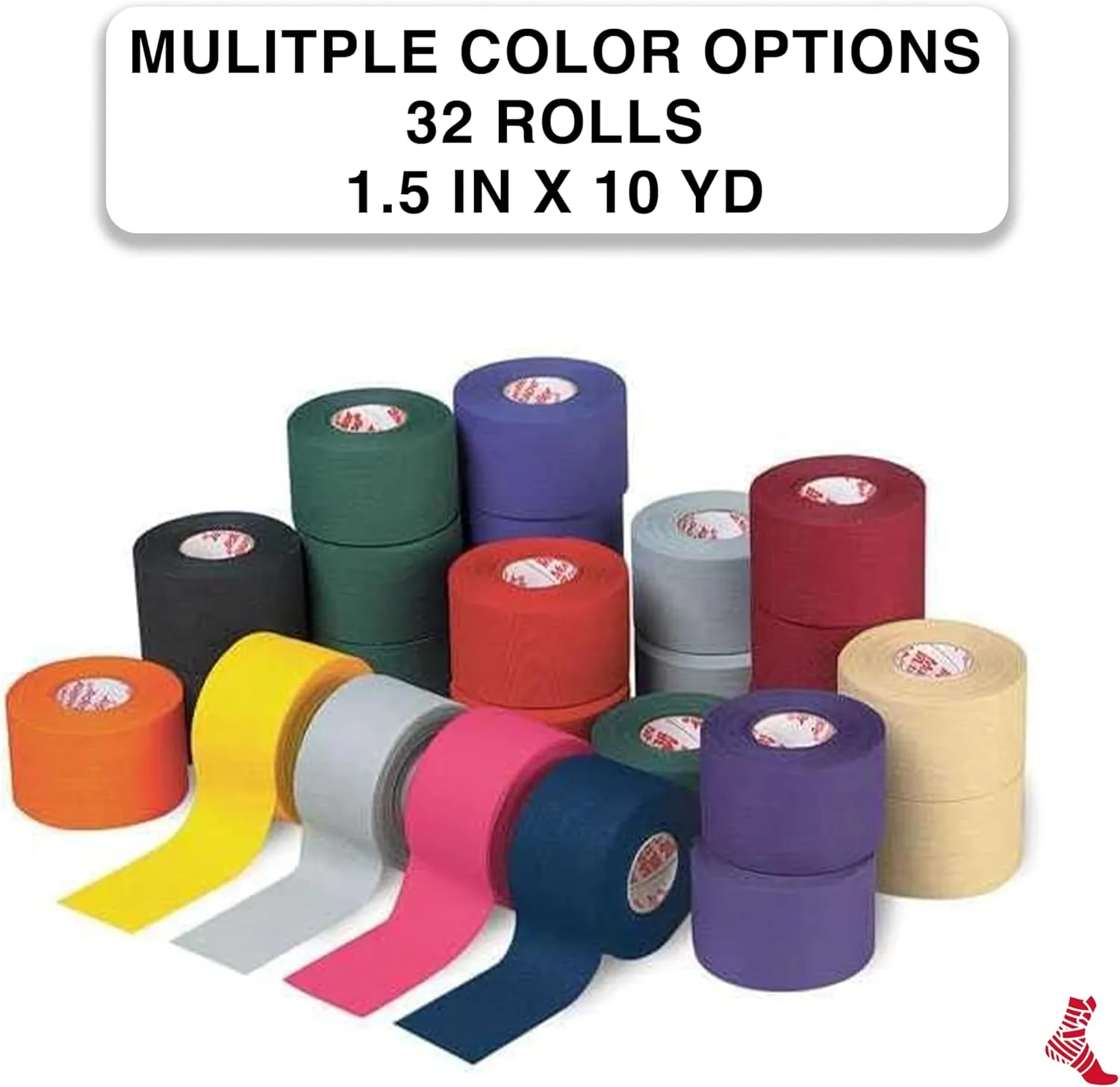 MUELLER Sports Medicine MTape Rolls Team Pack, Quality Athletic Tape, Easy to Tear for Fast & Effective Taping, 1.5" x 10 Yards Per Roll, 32 Rolls