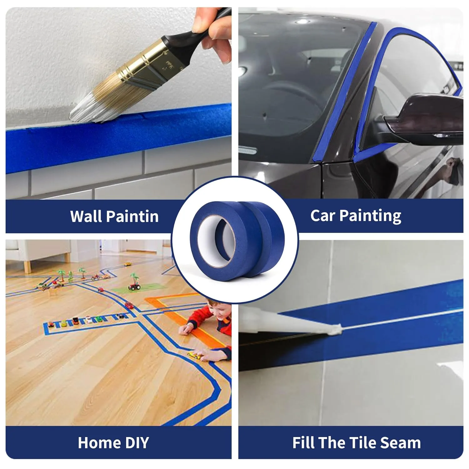 Multi-Surface Painter's Tape, UV Anti Residue Free Blue Tape, Wall Painting Masking Tape with Sharp Lines for Indoor Outdoor Painting, 1.41 inch x 60 Yard, 36 Rolls