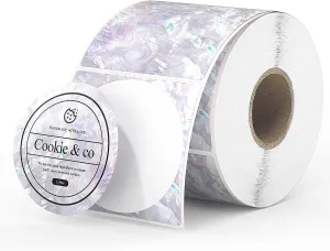 MUNBYN 2 Inch Round Shell Texture Thermal Labels, Direct Waterproof Circle Thermal Sticker Labels for Small Business, 500 Sheets/Roll (Purple)
