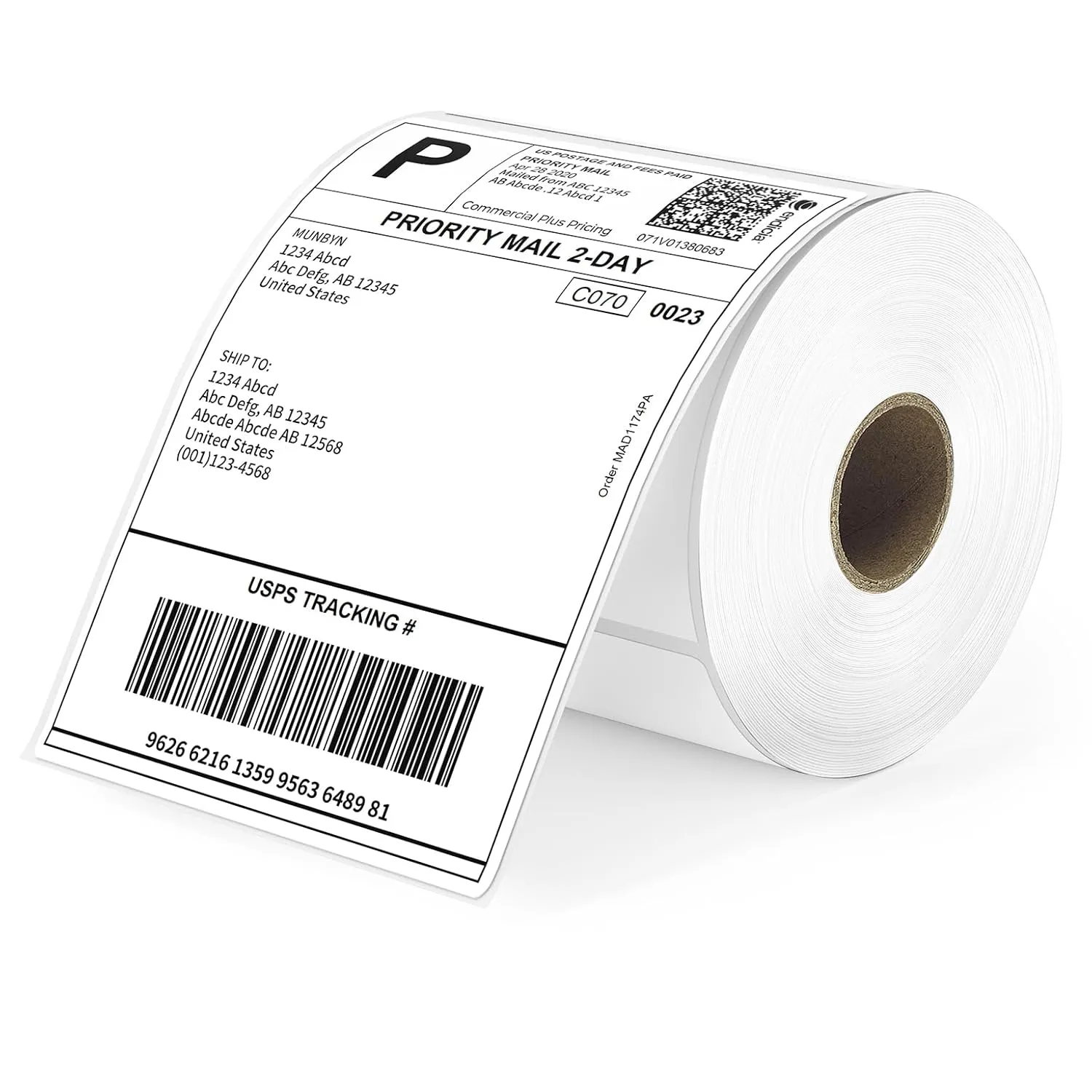 MUNBYN 4"x6" Direct Thermal Shipping Labels, Durable Waterproof, Oil-Proof, Scratch-Proof, Alcohol-Resistant, Tear-Resistant Label Paper for Thermal Printers, Packages, and Logistics, 380 Sheets/Roll
