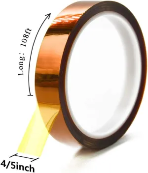 MYJOR Heat Resistant Tape, Kapton Tape for Masking, Soldering, Protecting Circuit Board, Cellphone Data line and Battery 4/5"(20mm) x 108ft(33m) x 2 Rolls