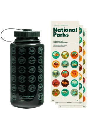 Nalgene National Park Water Bottle With 63 Park Stickers