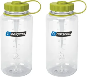 Nalgene Tritan 32 Ounce Wide Mouth Bottle Set of 2 (Clear w/Green)