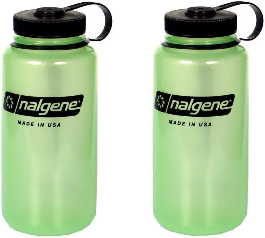 Nalgene Tritan 32 Ounce Wide Mouth Bottle Set of 2 (Glow Green)