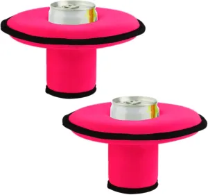 Neoprene Floating Drink Holder Floating Coaster Pool Drink Holder for Pool Party Water Fun Fits to Skinny Cans/Bottles and Wide Mouth Cans/Bottles (2 Pcs Red)