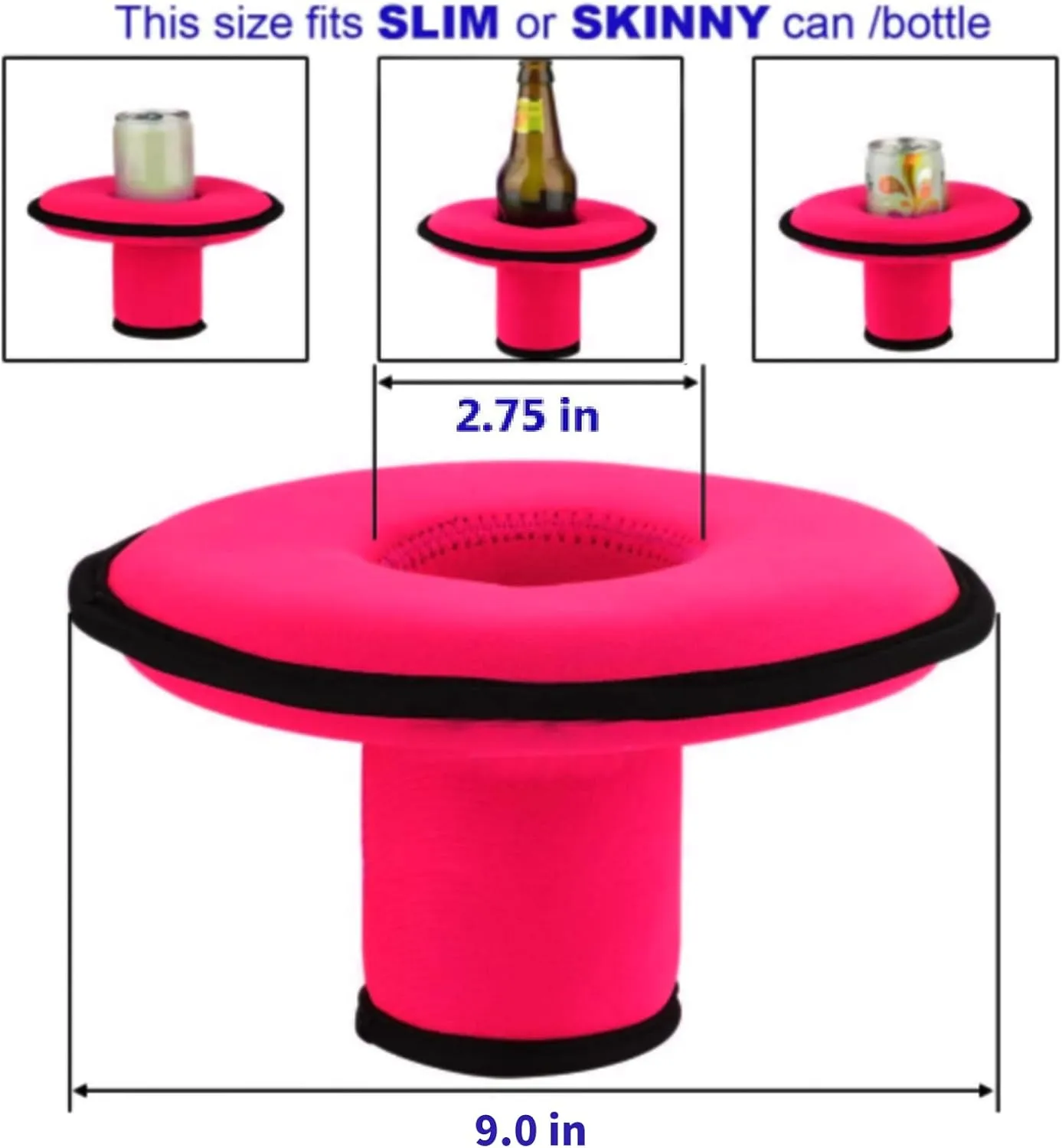 Neoprene Floating Drink Holder Floating Coaster Pool Drink Holder for Pool Party Water Fun Fits to Skinny Cans/Bottles and Wide Mouth Cans/Bottles (2 Pcs Red)