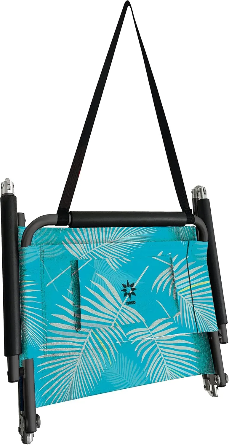 Neso Beach Chairs 2 Pack | Water Resistant with Shoulder Strap and Slip Pocket | Folds Thin (Aqua Fronds, XL)