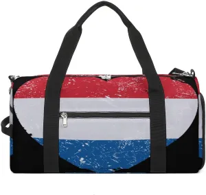 Netherlands Holland Heart Retro Flag Gym Bag-Workout Organizer with Water Resistant Compartments for Gym Lovers