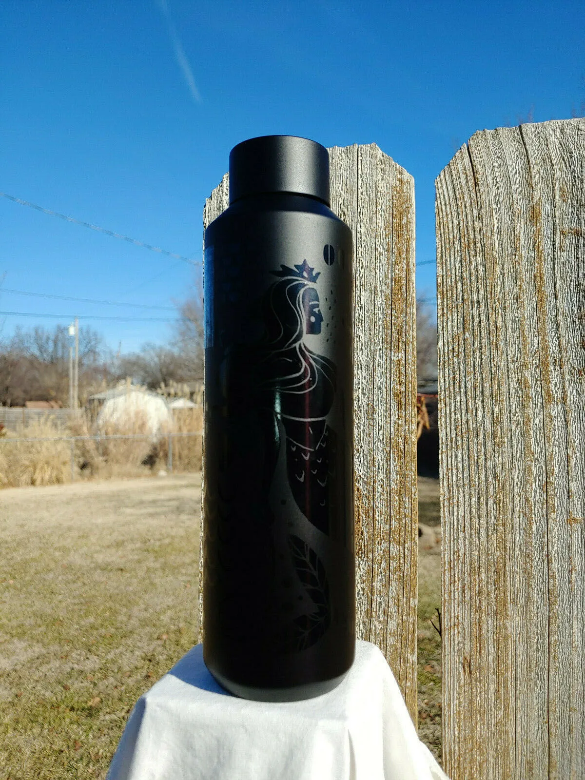 New Starbucks 2020 Black WATER BOTTLE Tumbler Vacuum Insulated 20oz Mermaid