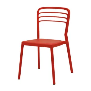 Newquay Ocean Plastic Outdoor Chair in Red (4 Pack)