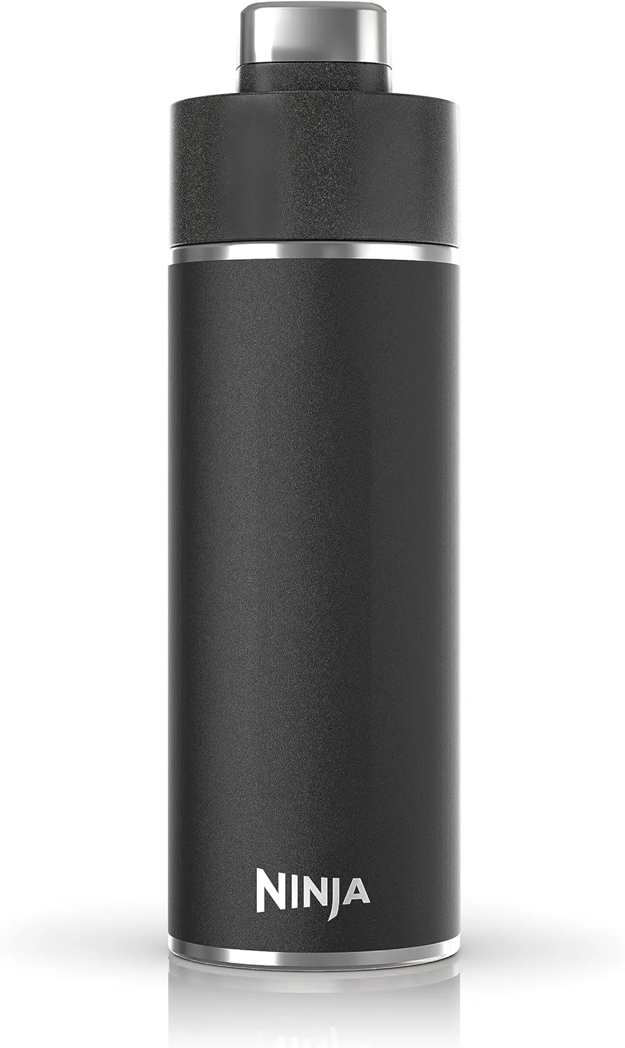 Ninja DW1801BK Thirsti 18oz Travel Water Bottle, For Carbonated Sparkling Drinks, Colder and Fizzier Longer, Leak Proof, 24 Hrs Cold, Dishwasher Safe, Stainless Steel Insulated Tumbler, Onyx Black