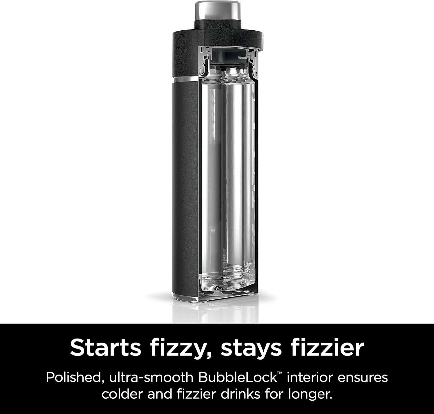 Ninja DW1801BK Thirsti 18oz Travel Water Bottle, For Carbonated Sparkling Drinks, Colder and Fizzier Longer, Leak Proof, 24 Hrs Cold, Dishwasher Safe, Stainless Steel Insulated Tumbler, Onyx Black