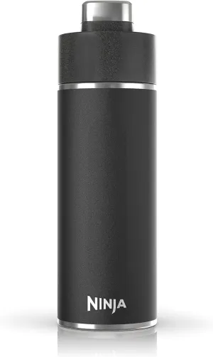 Ninja DW1801BK Thirsti 18oz Travel Water Bottle, For Carbonated Sparkling Drinks, Colder and Fizzier Longer, Leak Proof, 24 Hrs Cold, Dishwasher Safe, Stainless Steel Insulated Tumbler, Onyx Black