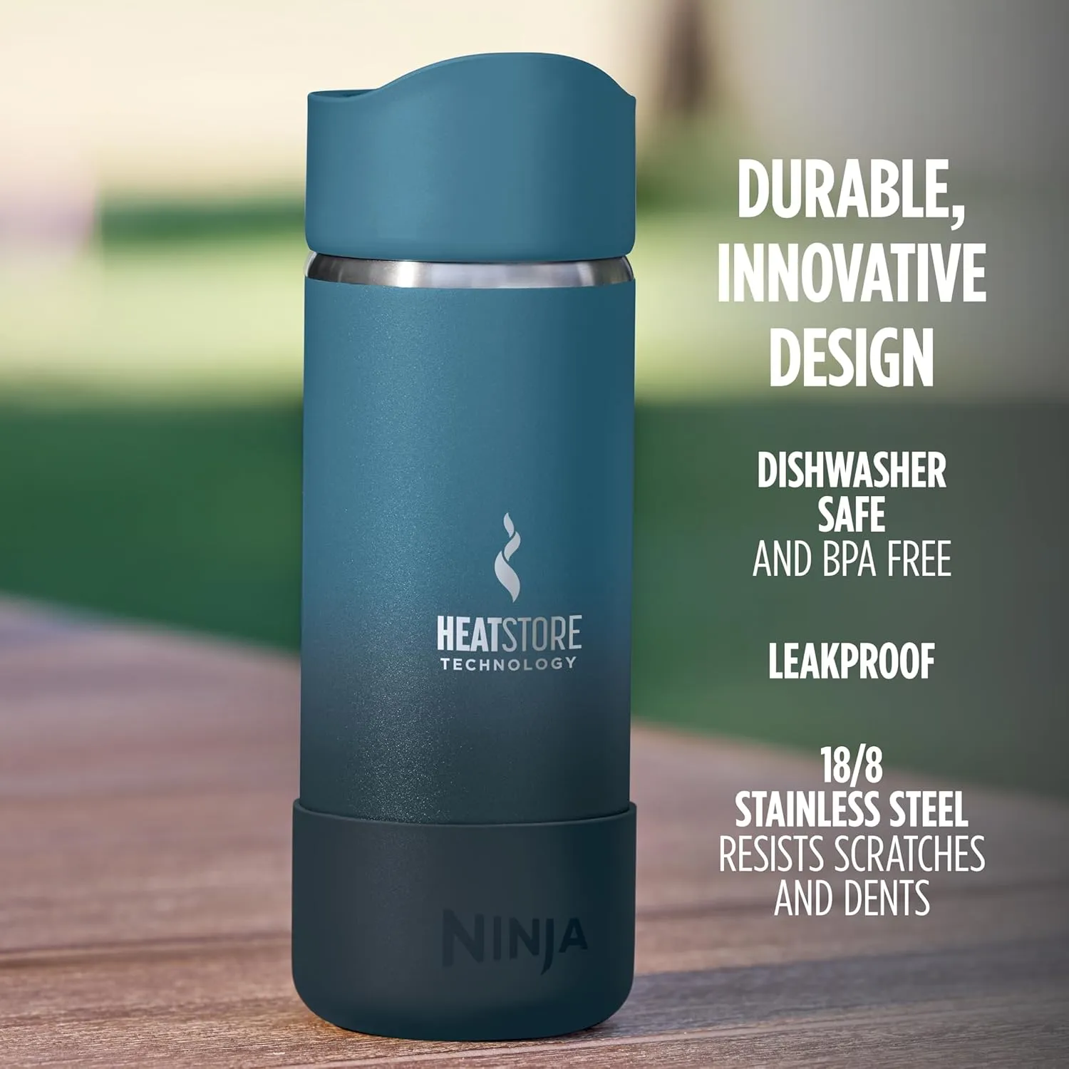 Ninja, Travel Mug, Sip Perfect 16oz, Brings Hot Drinks to Sippable Temperature in Minutes, Stainless Steel, Leak Proof, Dishwasher Safe, Metal, Insulated Tumbler, Ocean Blue, DW1603OB