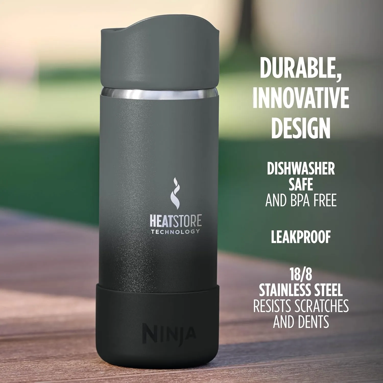 Ninja, Travel Mug, Sip Perfect 16oz, Brings Hot Drinks to Sippable Temperature in Minutes, Stainless Steel, Leak Proof, Dishwasher Safe, Metal Insulated Tumbler, Onyx Black, DW1603BK