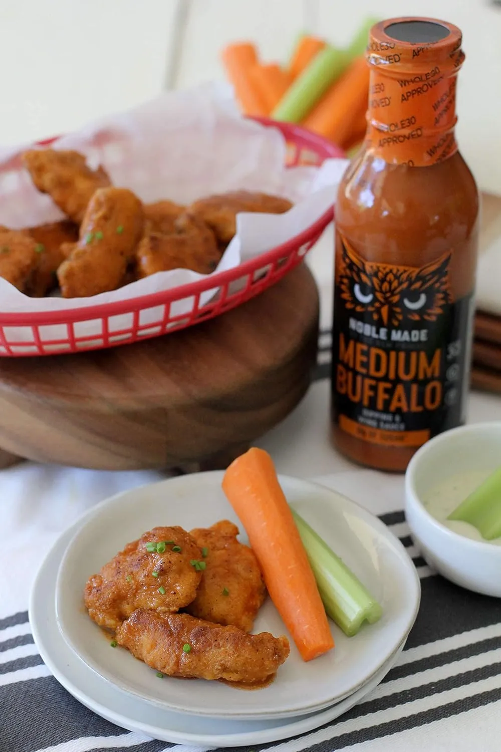Noble Made Buffalo Sauce, Keto, Gluten Free, Vegan Dipping & Wing Sauce, Low Carb, Dairy Free, Low Calorie, Paleo, Low Sugar, and Whole30 Approved, Medium Buffalo, 12.5 oz (1 Count)