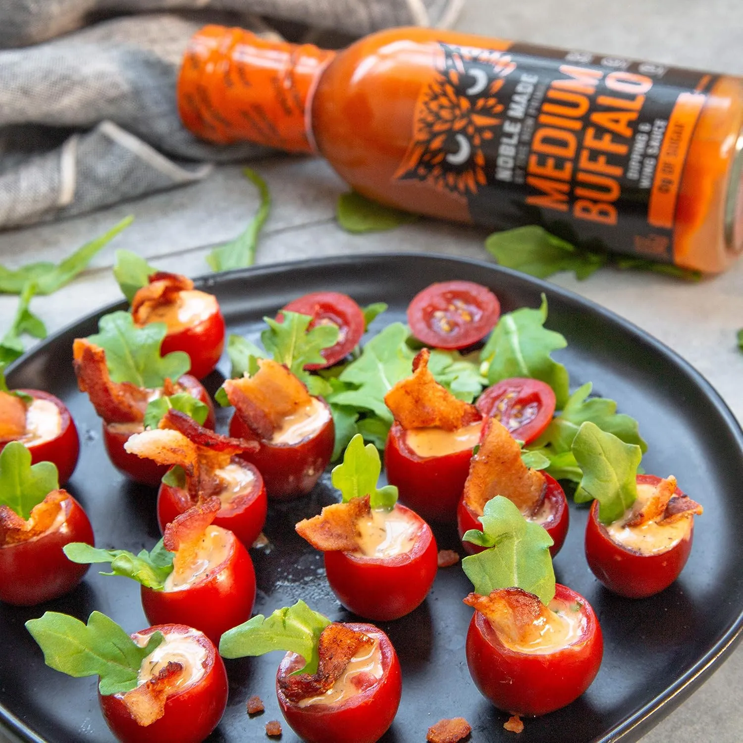 Noble Made Buffalo Sauce, Keto, Gluten Free, Vegan Dipping & Wing Sauce, Low Carb, Dairy Free, Low Calorie, Paleo, Low Sugar, and Whole30 Approved, Medium Buffalo, 12.5 oz (1 Count)
