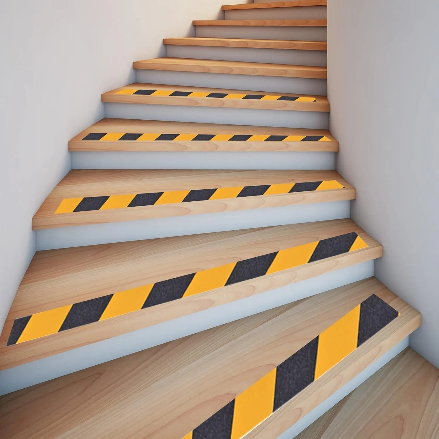 Non Slip Hazard Tape, Black and Yellow Safety Tape, Anti Slip Caution Tape Roll, Nonslip Warning Floor Tape for Indoor Outdoor Steps Stairs, Strong Grip Tape, 2inch X 60feet, 5 Rolls