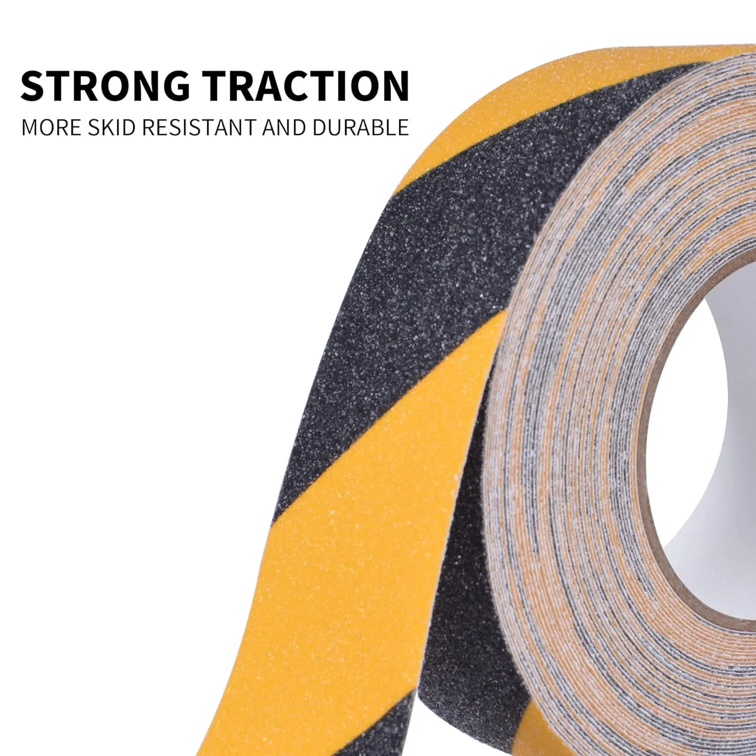 Non Slip Hazard Tape, Black and Yellow Safety Tape, Anti Slip Caution Tape Roll, Nonslip Warning Floor Tape for Indoor Outdoor Steps Stairs, Strong Grip Tape, 2inch X 60feet, 5 Rolls