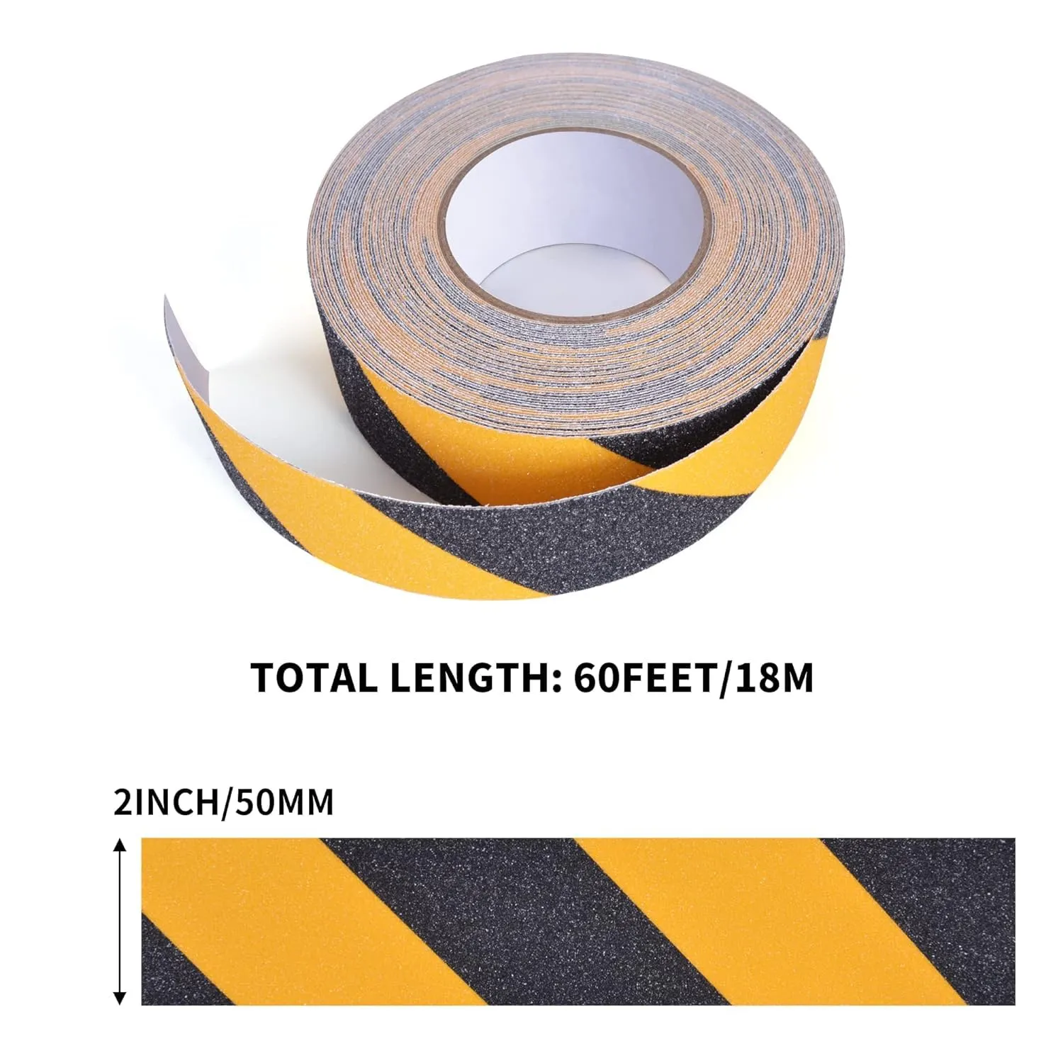 Non Slip Hazard Tape, Black and Yellow Safety Tape, Anti Slip Caution Tape Roll, Nonslip Warning Floor Tape for Indoor Outdoor Steps Stairs, Strong Grip Tape, 2inch X 60feet, 5 Rolls