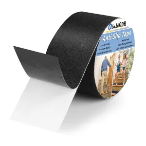 Non Slip Safety Grip Tape for Stairs Steps 2 in x 60Ft Non Skid Tread High Traction Friction, Black Strong Grip Abrasive Adhesive Hazard Caution Tape