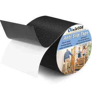 Non Slip Safety Grip Tape for Stairs Steps 6 in x 60Ft Non Skid Tread High Traction Friction, Black Strong Grip Abrasive Adhesive Hazard Caution Tape
