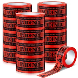 Nuanchu 12 Rolls Red Evidence Box Sealing Tape 3600ft Total Sealing Evident Packaging Tapes for Evidence Collection Shipment Police Caution Kit Decorations Packing Decor